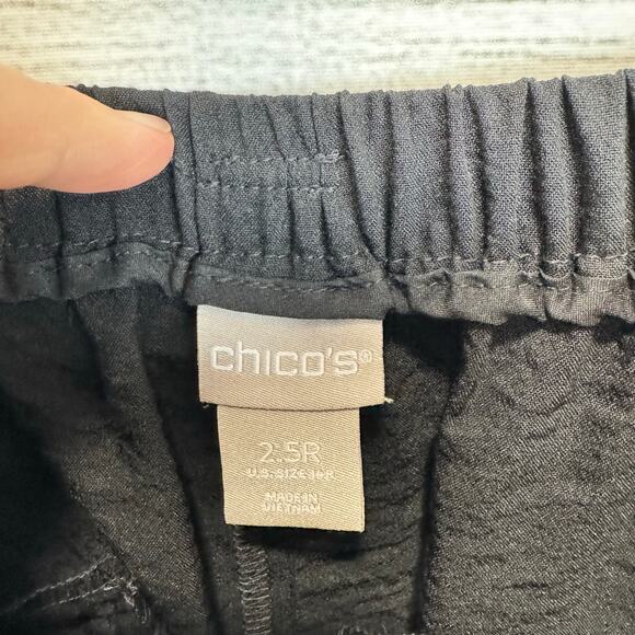 Chico's Women's Black Textured Cargo Tie Waist Straight Leg Pants Size 14 - Picture 5 of 10